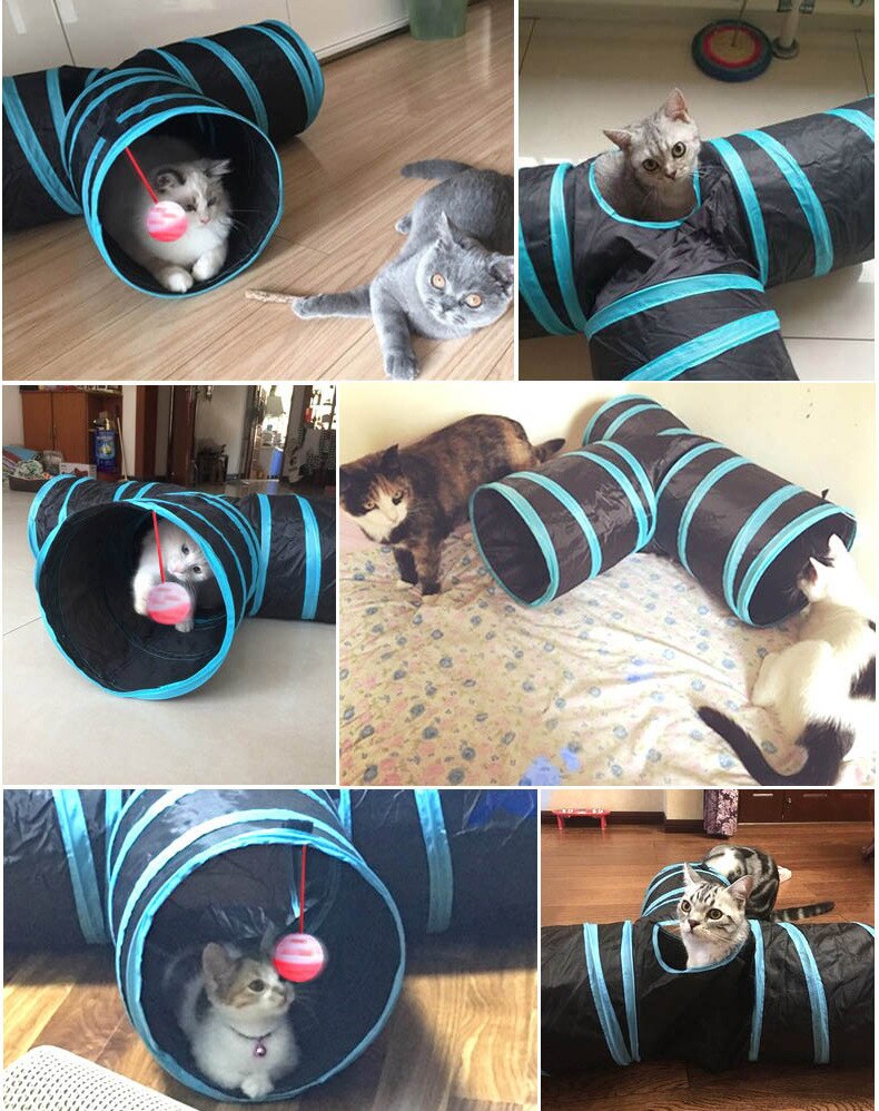Gato prático túnel pet tubo dobrável brinquedo do jogo ao ar livre indoor kitty filhote de cachorro brinquedos para o enigma exercício escondendo treinamento e r