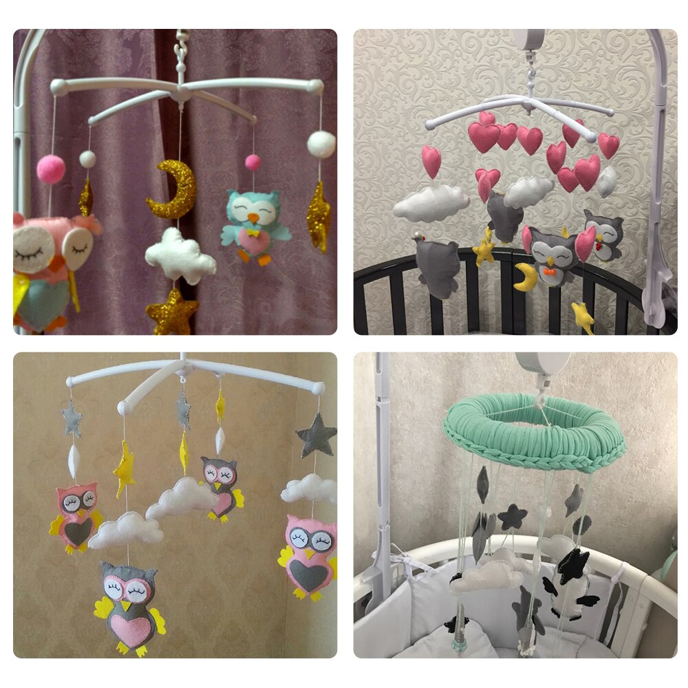 White Baby Rattles Infant Mobile Bed Bell Toy Rattles Bracket Set Holder Arm Wind-up Hugs Music Boxes Baby Toys Developing Toys