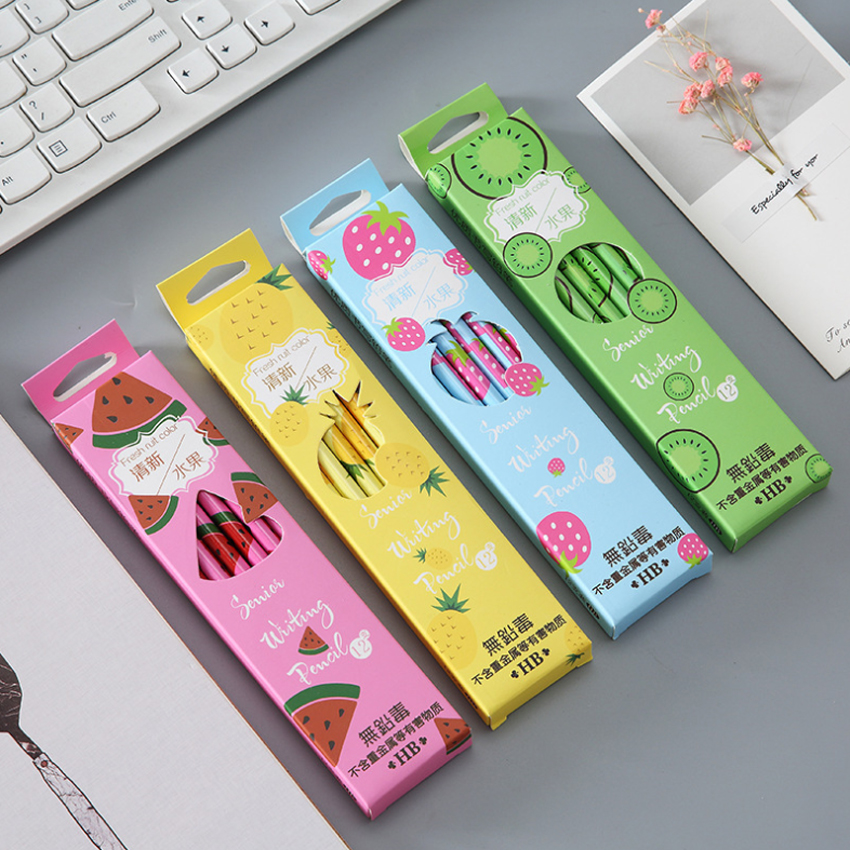 12 unids/pack Kawaii lápiz con motivos frutales dibujo bocetos para niños papelería Utiles Escolares Tumblr suministros artículos Escolares para estudiantes