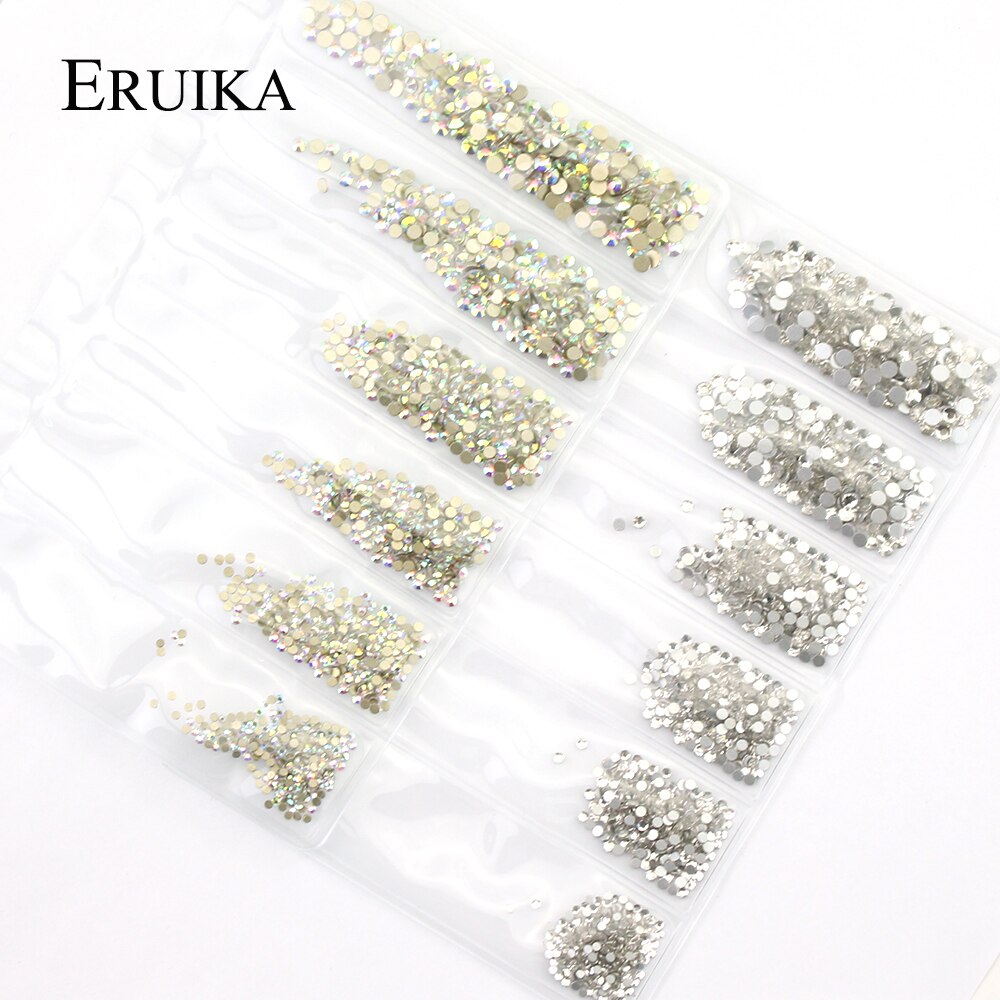 1440PCS Multi Size Glas Rhinestones AB Kleuren Platte-back SS3-SS10 Crystal Strass 3D Charmes Set DIY Manicure Nail art Decoraties