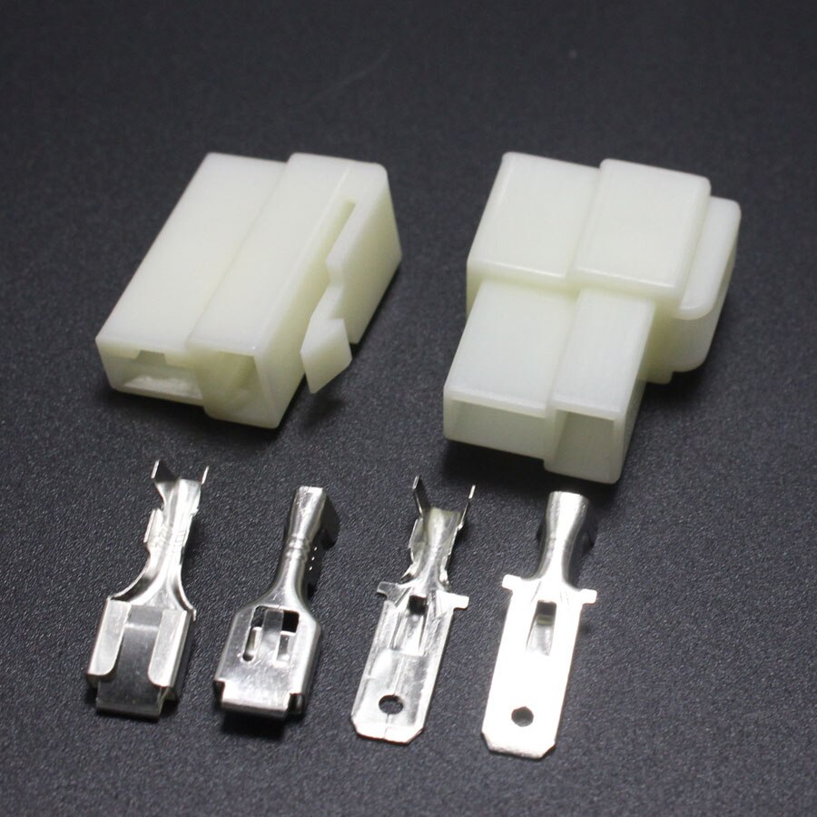 2set 6.3mm 2P Electrical Connector Kits 6.3 2Pin ABS Male Female socket plug for Motorcycle Car Auto