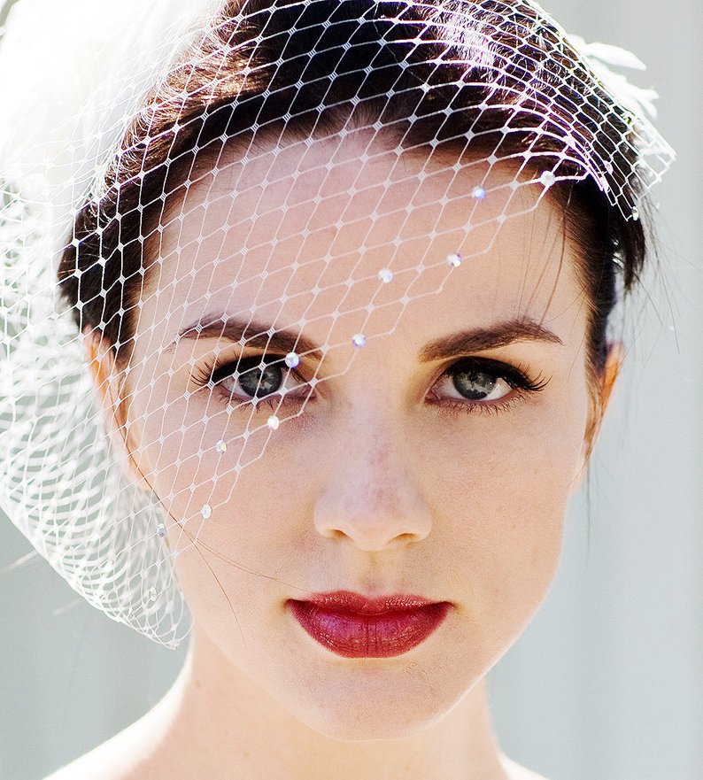 Nuptiale Birdcage Veil Ivoire Tulle Voile Vintage Style Petite Voile Mini Blush Voile De Mariage accessoire