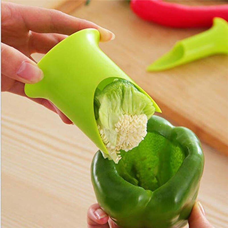 2 Stks/set Willekeurig Multifunctionele Groene Peper Chili Core Separator Apparaat Plastic Tomaat Fruit Groente Cutter Kitchen Tools