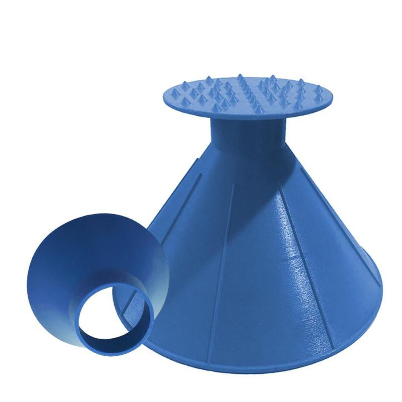 Auto Car Magic Window Windshield Car Ice Scraper Shaped Funnel Snow Remover Deicer Cone Deicing Outdoor Windows Cleaning Tool: Blue