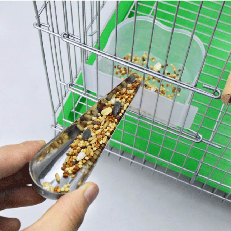 Bird Feeder Bird Seed Dispenser Stainless Steel Spoon for Bird Feeding Pet Bird Accessories Parrot Pigeon Seed Container