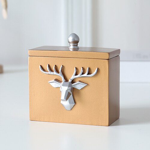 Deer Head Craft Toothpick Holder Tabel Storage Box Toothpick Dispenser Container Toothpick Dispenser: Gold-S
