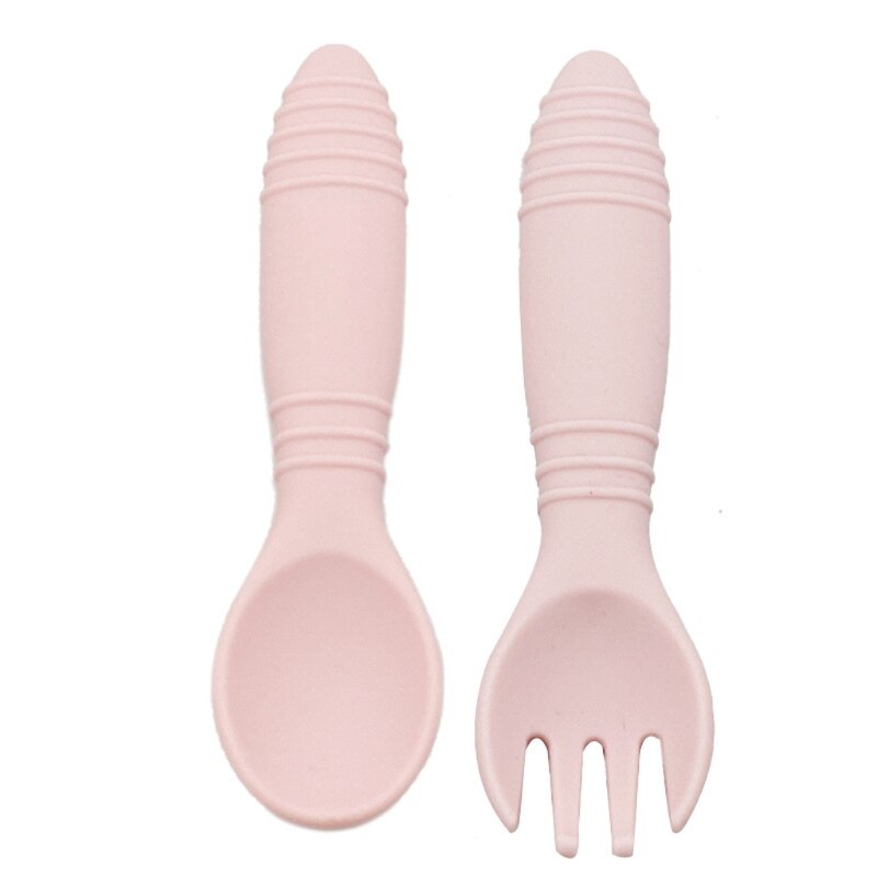 Kinderservies babyservies set siliconen vork lepel set voedingsbakjes bpa-vrij: Roze