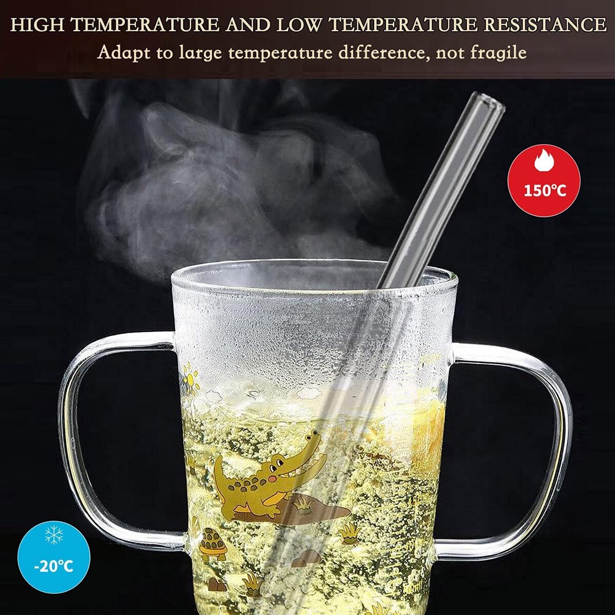 25cm lange glasssugerør, klare gjenbrukbare glasssugerør sett med børster miljøvennlige sugerør i glass for smoothie milkshake