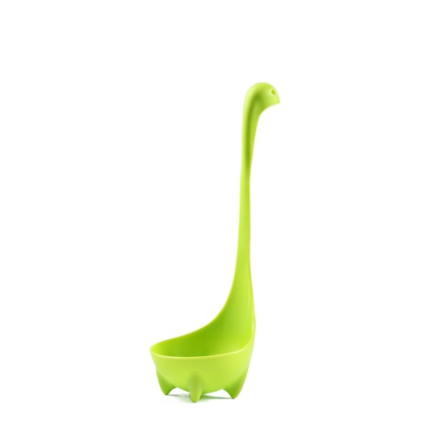 Colher de sopa de dinossauro com alça longa vertical, utensílios de cozinha, agitador para comida, utensílios de cozinha: Verde