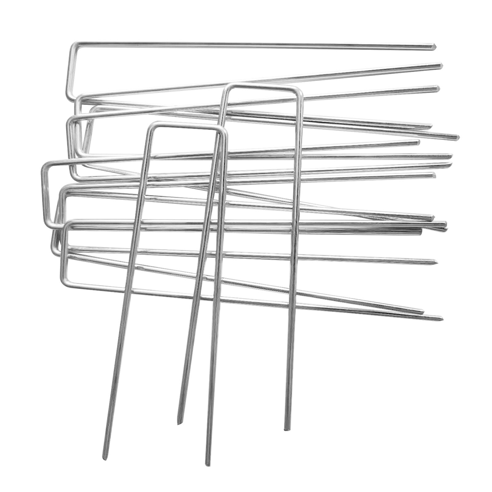 Piquet de sol en forme de U réutilisable en acier galvanisé, fixation de pelouse pour filet, pour aménagement paysager domestique, largeur réglable