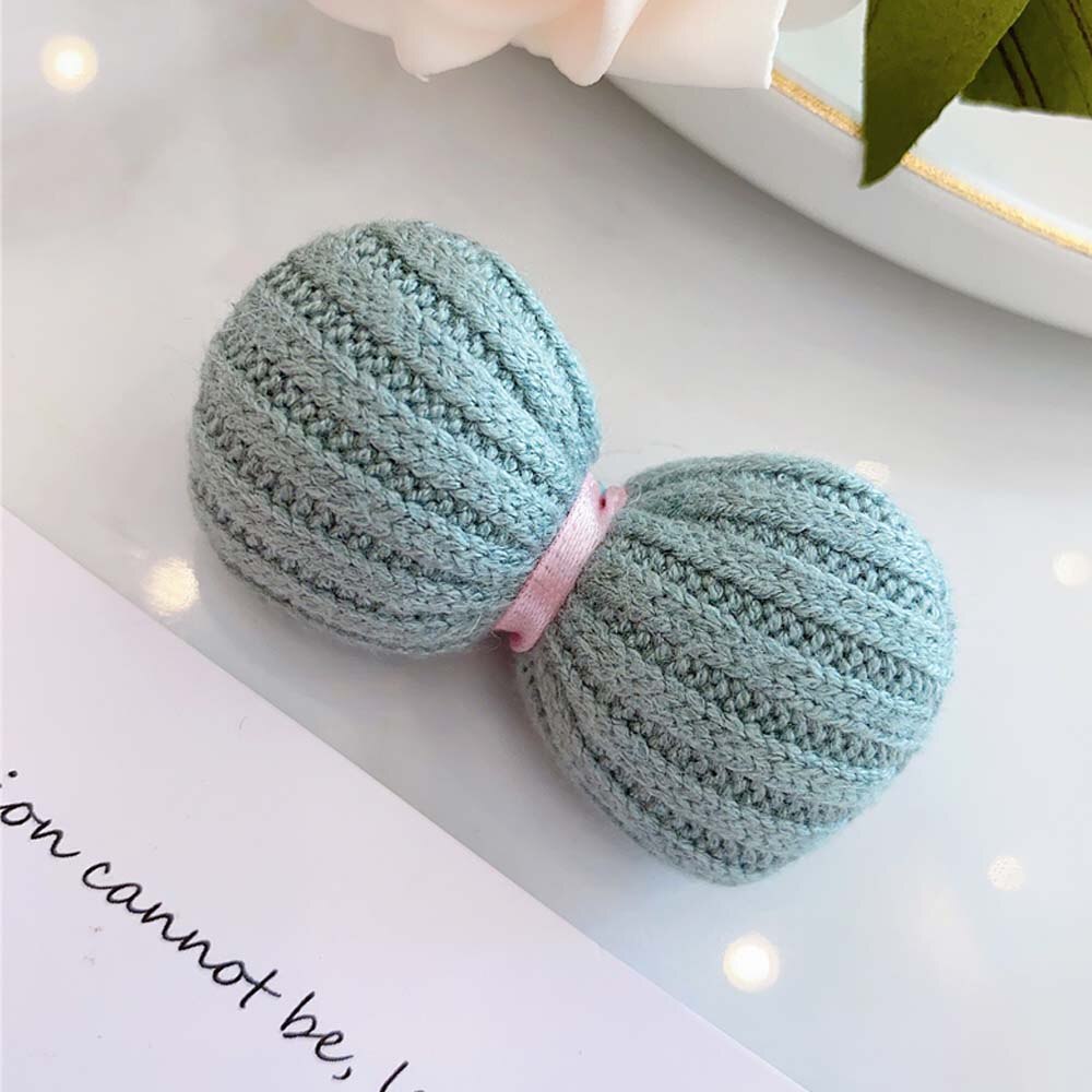 Horquilla de lana con lazo para niña, horquilla de tela coreana para bebé, pinza de pelo de punto, accesorios para el cabello para niño: 2