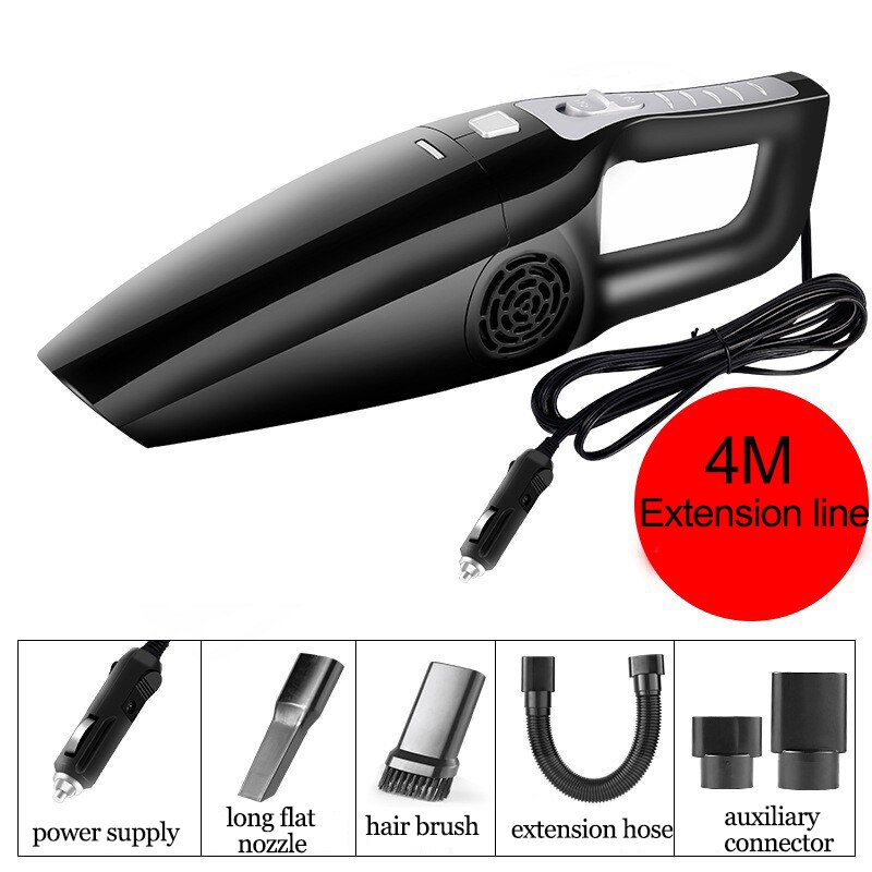 8000Pa Strong Suction Car Vacuum Cleaner 120W 12V Portable Handheld Car Plug Wired Wet/Dry Vaccum Cleaners for Car Home Pet Hair: Black