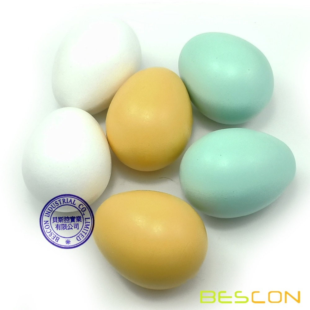 Bescon Houten Eieren-6 Stuks Pasen Diy Eieren-Kinderen Play Keuken Game Eten Speelgoed Faux Ei 3 Kleuren