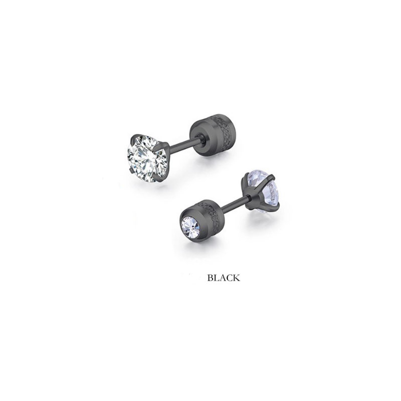 2pcs 20G Hypoallergenic Titanium Steel Stud Earrings for Men Women, Zircon Screw Back Earring Cartilage Tragus Ear Piercing: WHITE / Rhodium Plated