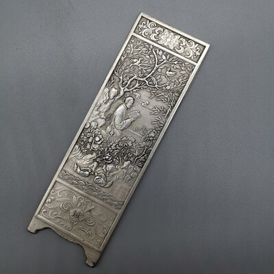 Prachtige Wit Koper Goud En Jade Meisje Lock Stuk Decoratieve Ornamenten