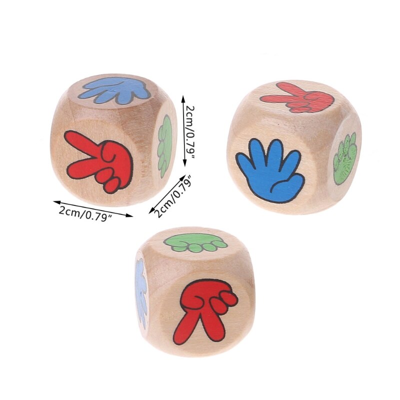 5pcs Drinking Game Rock Paper Scissors Finger-Guessing 20mm Wood Dice Bar Toys Multi Sides Dice for Board Game