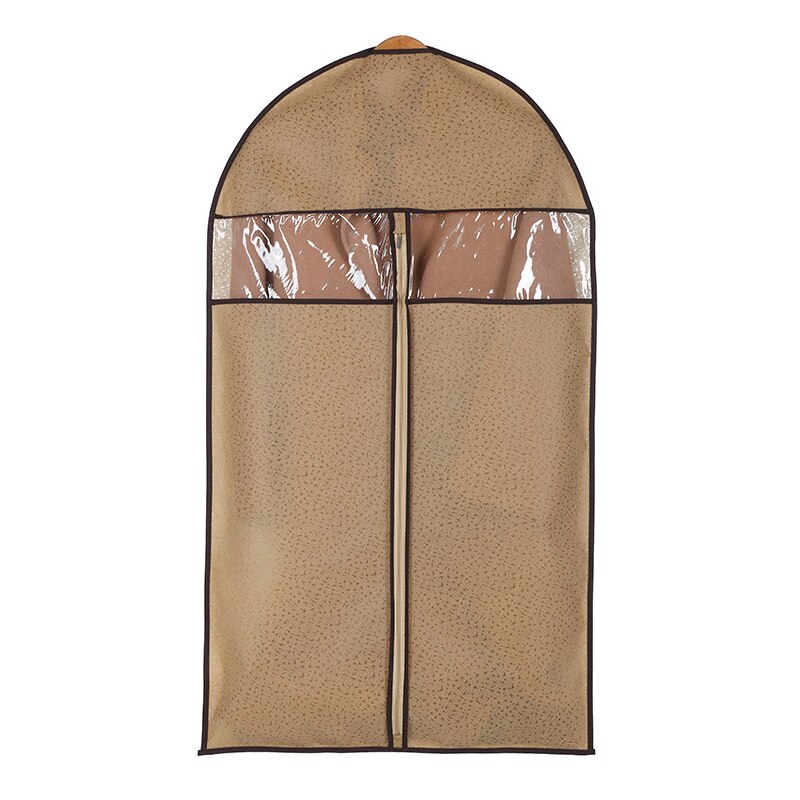 Funda antipolvo de tela no tejida en relieve, bolsa colgante con cremallera para ropa, abrigo, vestido, Protector a prueba de polillas: Beige / 60x128cm