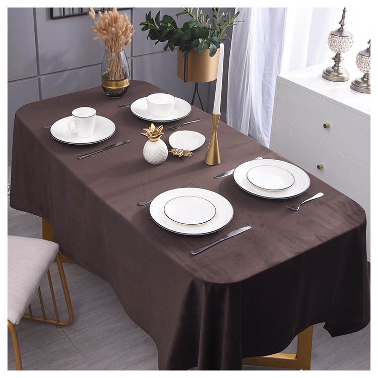 Nordisk lyx modern grå sammetsduk amerikansk stil retro lyxmatbord enfärgad duk: Brun / 100 x 140cm