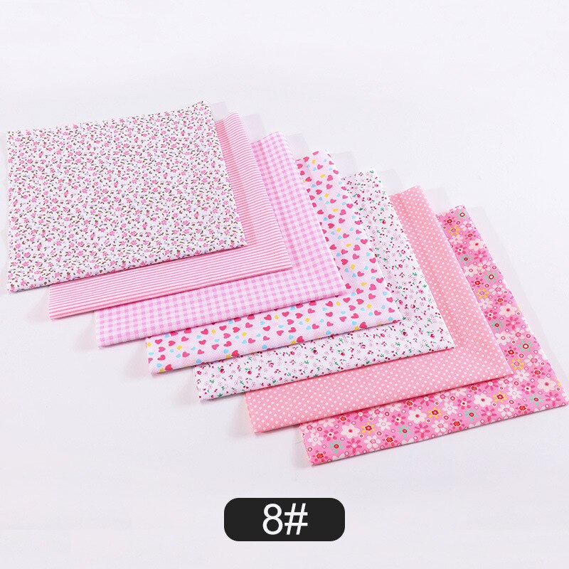 7 morceaux de tissu assorti 25*25cm groupe tissu uni pur coton petite fleur fait main bricolage coton: 8