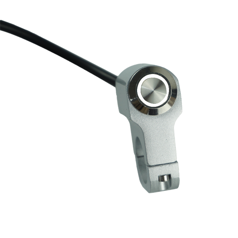 Universal 22mm 7/8 "motorcykelkontakter styr monteret horn power start kill on-off switch knap med led lys: Sølv (hvidt lys)