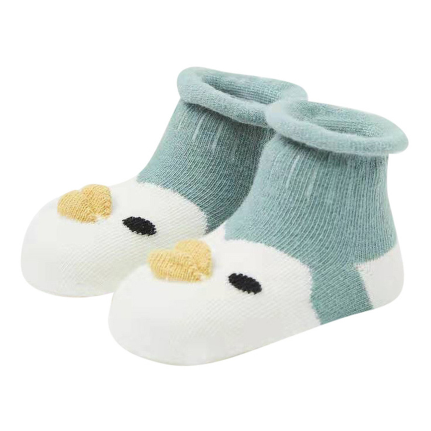 Baby Socks Winter Kids Infant Toddler Baby Boys Girls Socks Cartoon Cute Animals Anti-Slip Knitted Keep Warm Socks: Green / M