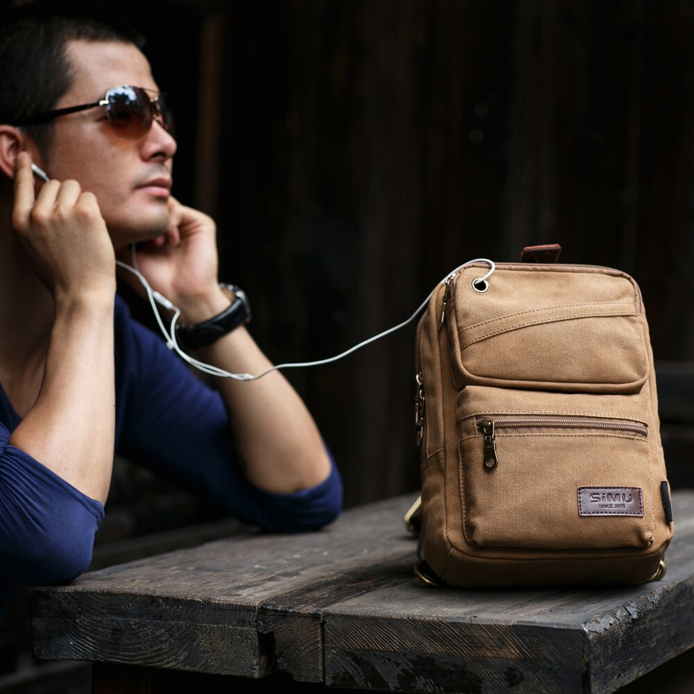 Hoge Capaciteit Borst Tas Voor Mannen Mannelijke Canvas Sling Bag Casual Crossbody Tas Voor Korte Reis Man Schoudertas