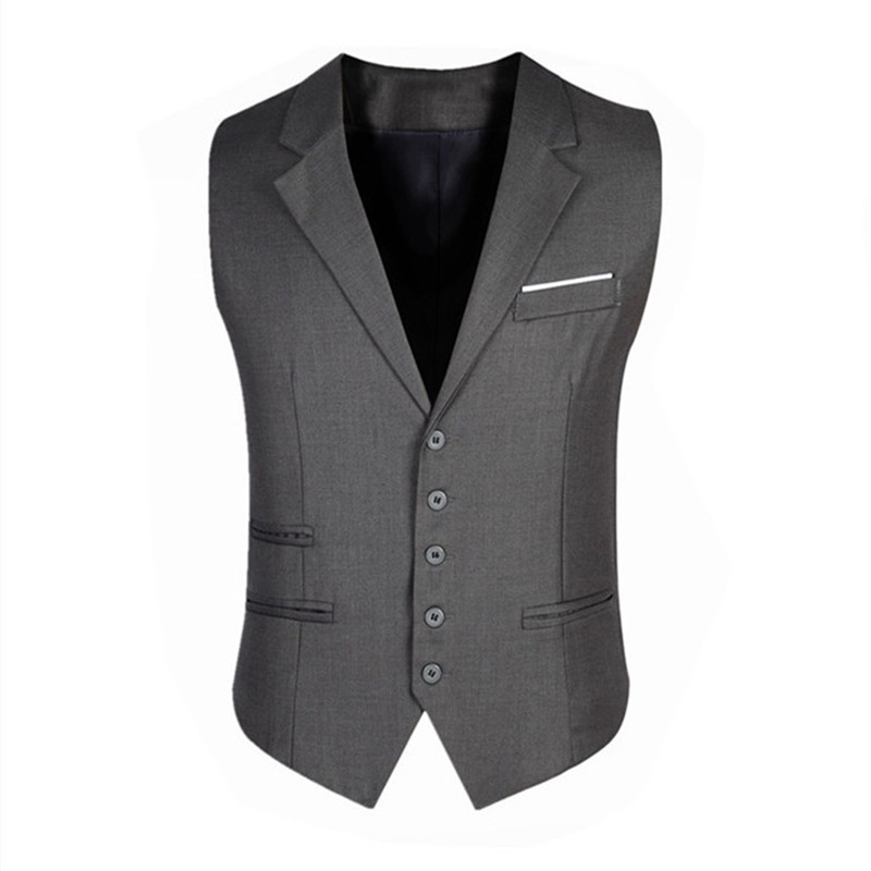 Sort klassisk patchwork rayon krave herre jakkesæt vest til mænd business tøj knap åben slank grå vest