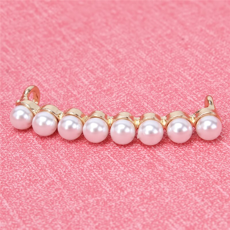 1 pieza cordones de decoración, accesorios de calzado con perlas blancas, zapatos de mujer accesorio decorativo, hermosas perlas de Clip brillantes encantadoras: 07