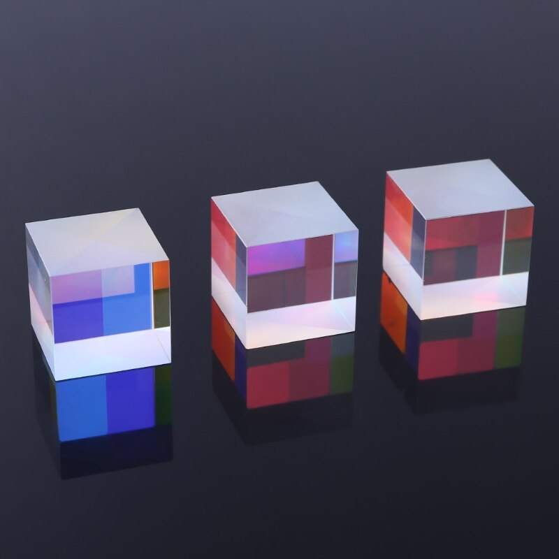 Bunte Combiner Splitter Kreuz Dichroic Würfel RGB Prisma Optische Glas Dreiecks Prisma für Lehre Licht Spektrum Physik