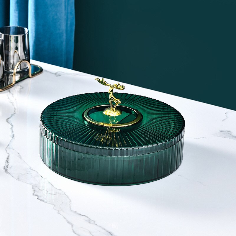 Transparent Candy and Nut Storage Container Luxury Snack Serving Tray with Lid Plastic Dry Fruit Dishes Parties Appetizer Dishes: 1 Tier Green