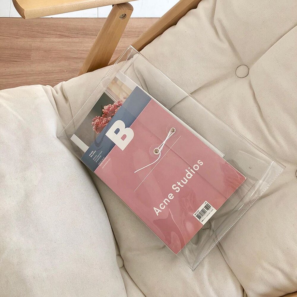 Ins Multifunctional Thickened Transparent PPFile Pocket Winding Storage Bag File Folder Desk Document Bag Organizer Bag