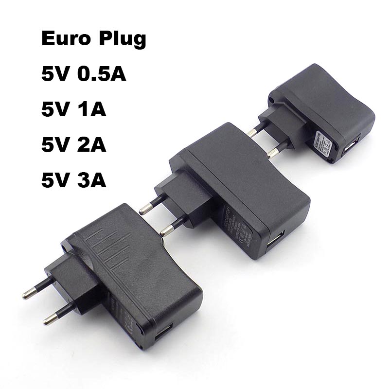 AC 110V-240V to DC 5V 0.5A 1A 2A 3A USB to Euro Plug Adapter USB Charger Power Supply Universal Travel Charging w28