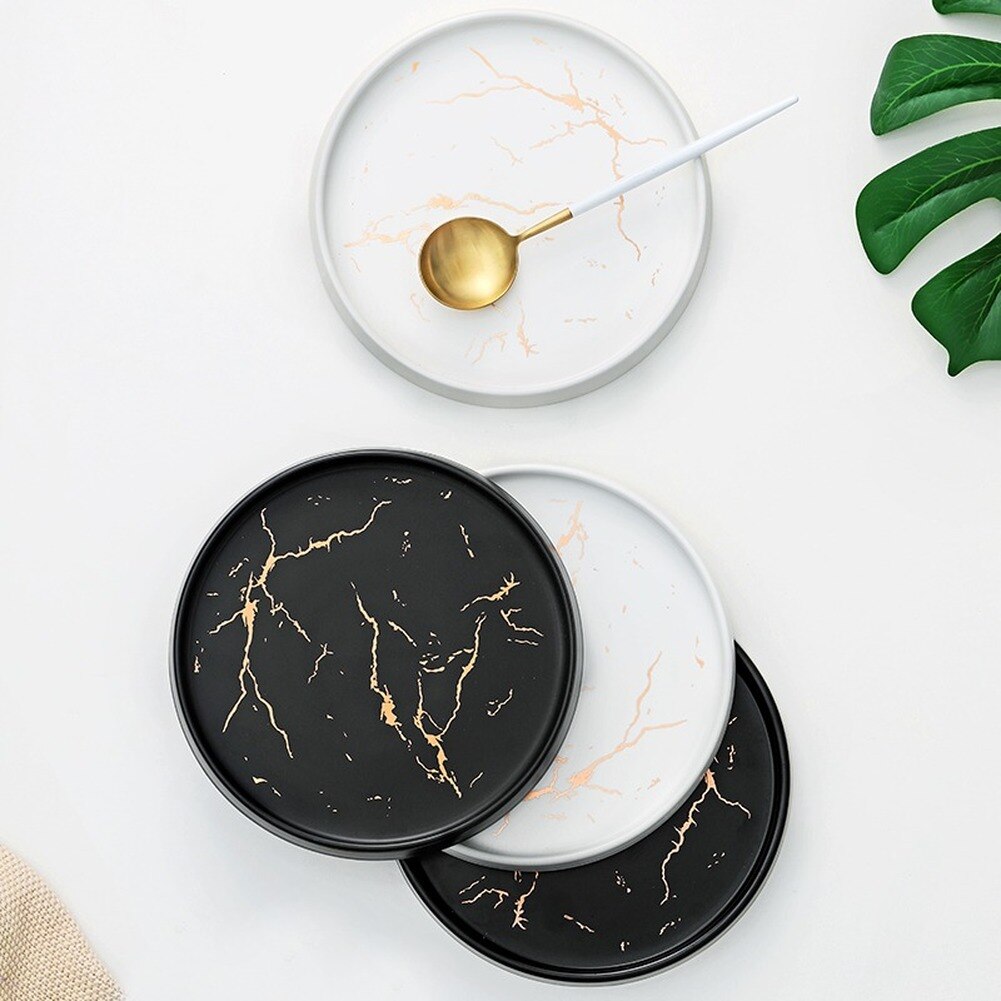 Piatto di Ceramica Forno a Microonde E Lavastoviglie 6 Pollici Piatto di Bistecca Insalata di Pannello Piatti Porcellana impostato Stile Europeo Marmo Piatto