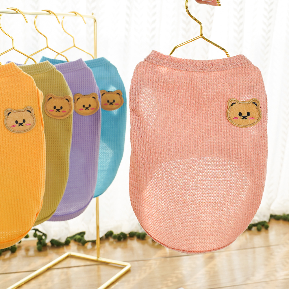 Roupas de gato waffle urso pet colete verão teddy chihuahua pequeno cão duas pernas roupas gato filhote de cachorro roupas traje para animais de estimação
