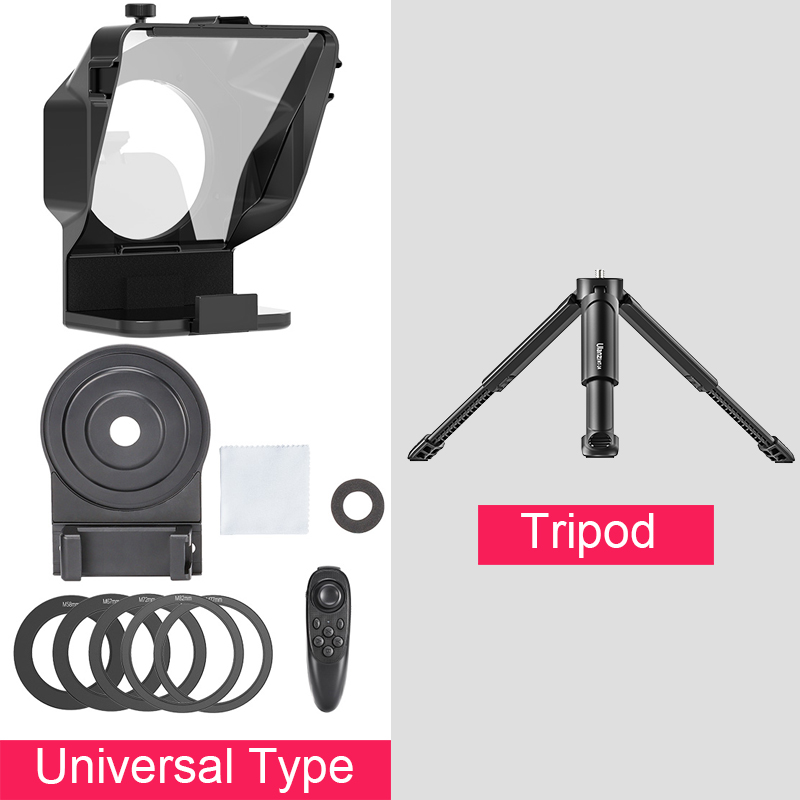 Ulanzi Smartphone and DSLR Recording Mini Teleprompter Portable Inscriber Mobile Teleprompter Artifact Video With Remote Control: Universal Tripod
