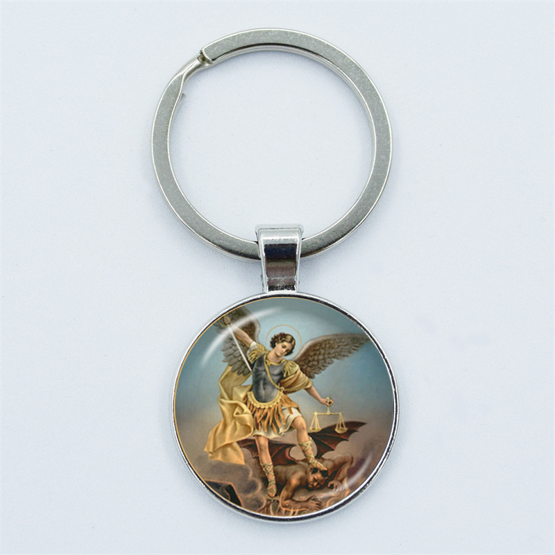 Aartsengel St.Michael sleutelhanger Bescherm mij Saint Shield Angel Protection hanger sleutelhanger Orhodox amulet christelijke sieraden cadeau