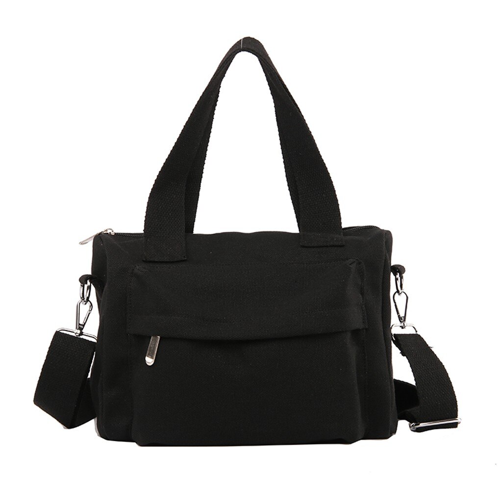 OCARDIAN Vrouwen Tas vrouwen effen draagbare canvas tas eenvoudige schoudertas Casual crossbody tassen voor vrouwen Messenger Bags S19: Black