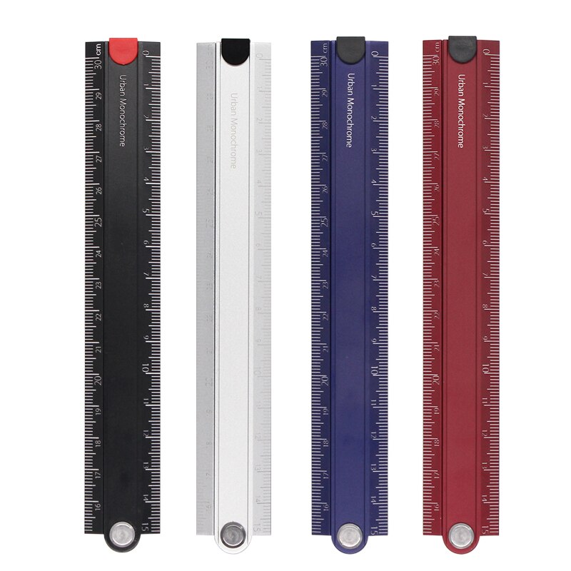 Kokuyo-Regla plegable de aluminio monocromática urbana, 15cm, 30cm, ángulo recto, papelería japonesa, suministros escolares de oficina, F336