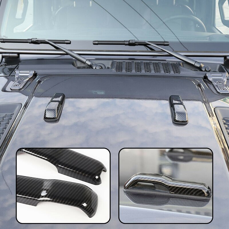 Für Jeep Wrangler JL Vorderseite Kapuze Dekoration trimmen Abdeckung Rahmen -19 Kohlenstoff Faser