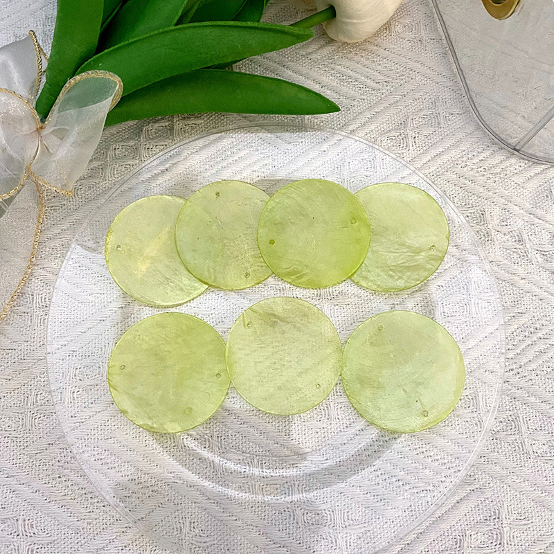 100 Uds accesorio de iluminación DIY accesorios de carillón de viento carcasa suave semitransparente espejo Circular de doble agujero materias primas 50mm: 4XL / Verde militar