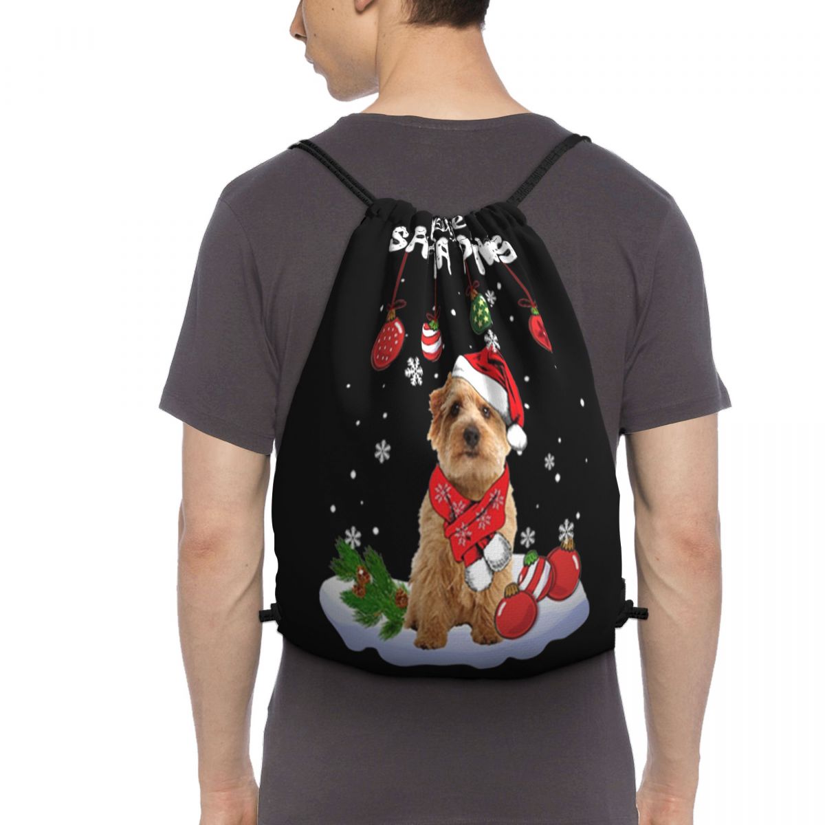 Norfolk Terrier Ik Geloof In Santa Poten Kerst Goedkope Verse Tassen Rugzak Tas