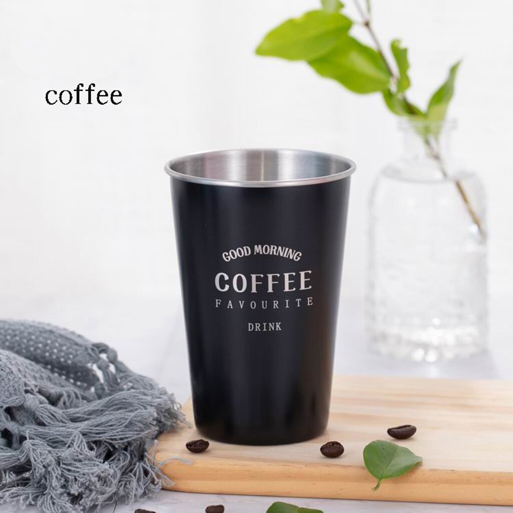 500ML Beer Mug Ice Cold Coffee Beverage Cup Reusable for Bar Home Restaurant Coffee Beer Mugs Stainless Steel Tumbler Cup: Style B