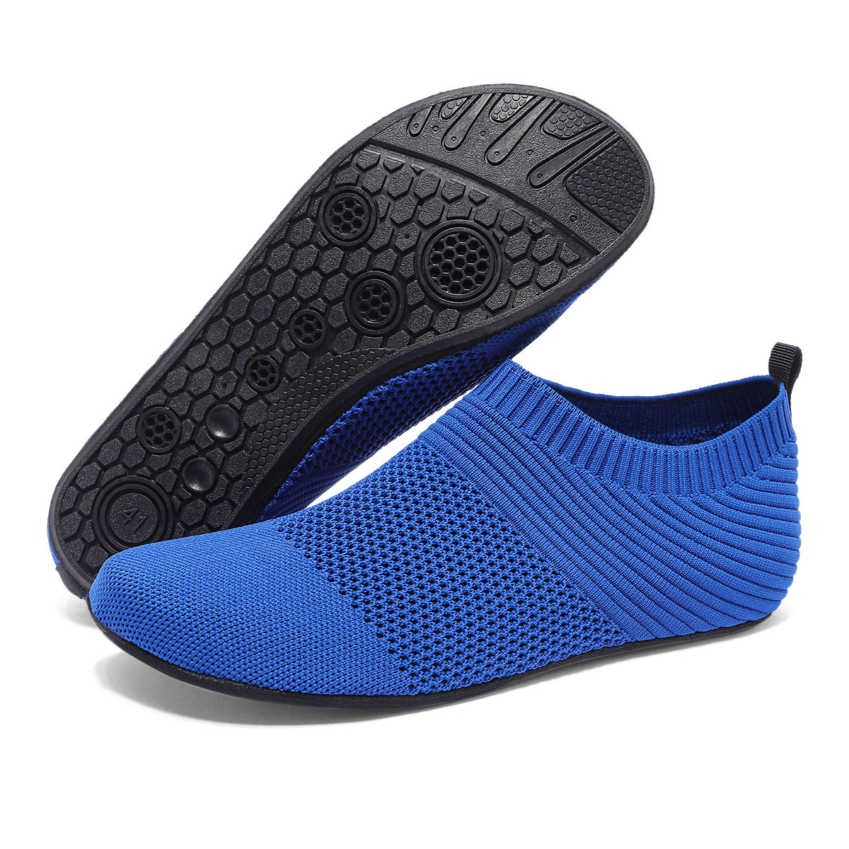 Chaussures aquatiques pieds nus pour hommes, chaussettes aquatiques à séchage rapide pour la plage, la natation, le surf, les sports nautiques: Bleu / 46