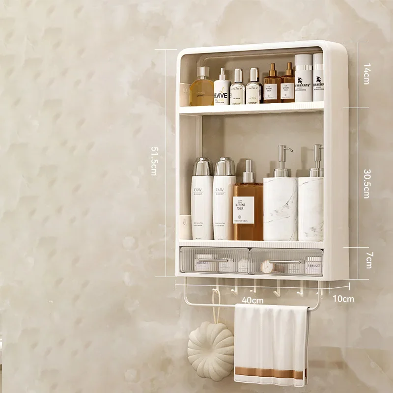 Bathroom storage rack Bathroom wash table Bathroom non perforated wall mounted skincare product storage rack bathroom organizer: PURPLE