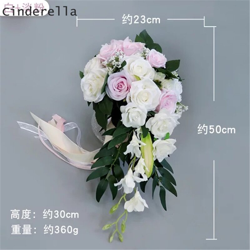 Kopciuszek kropla wody różowy/fioletowy/bordowy bukiety ślubne kwiat panny młodej druhny sztuczne symulują bukiety kwiatowe: Różowy