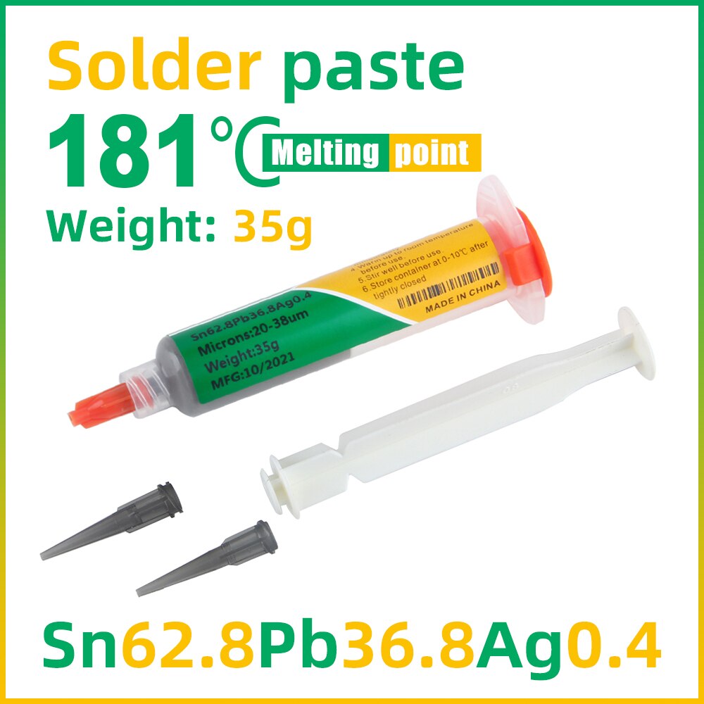 Solder paste melting point 181 ℃ SMD welding SMT patch maintenance mobile components solder paste needle tube Sn628 36.8 0.4