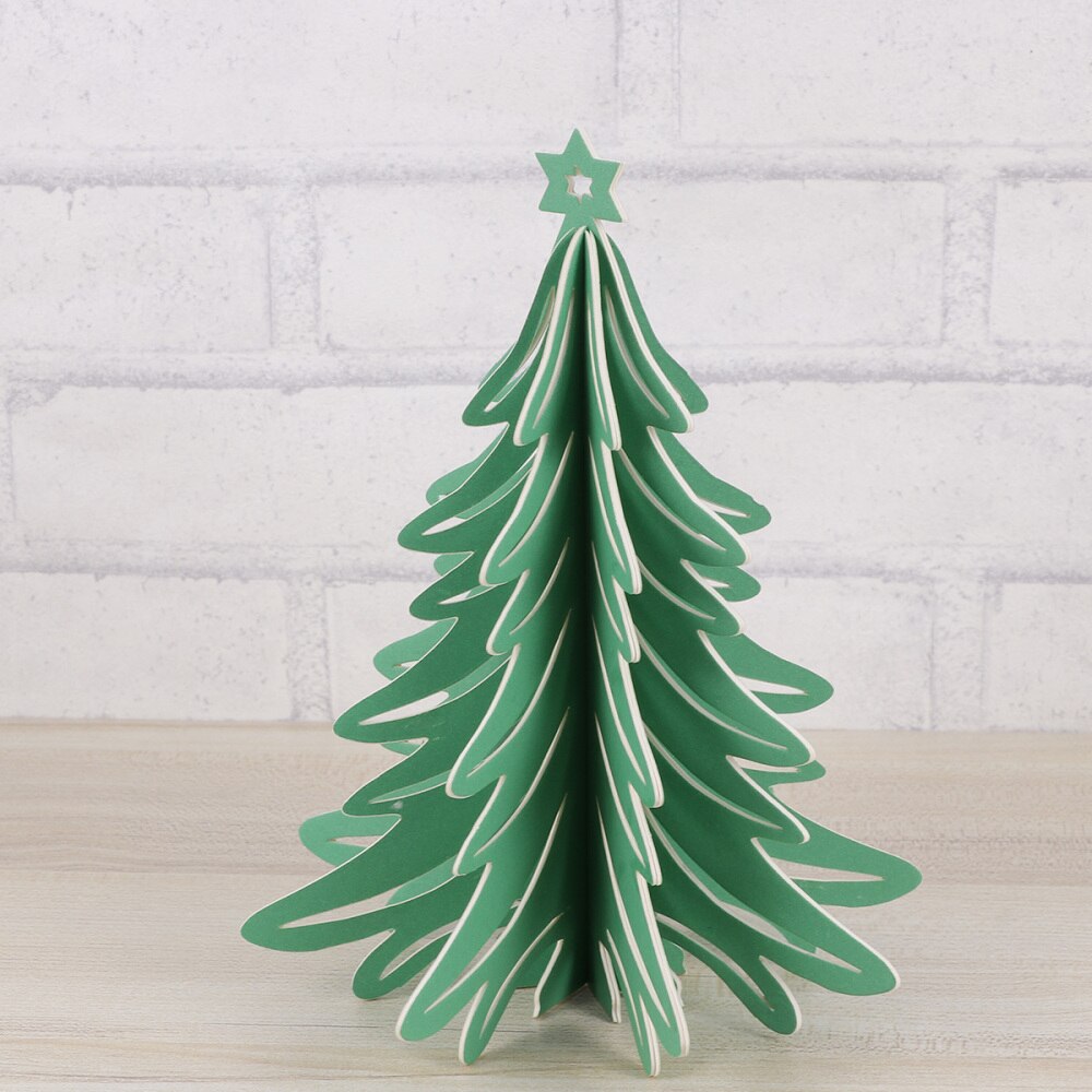 1PC 3D Paper Craft 3D Christmas Tree Stereoscopic Paperboard Paper Christmas Tree Table Centerpiece Christmas Ornament for Party: Green