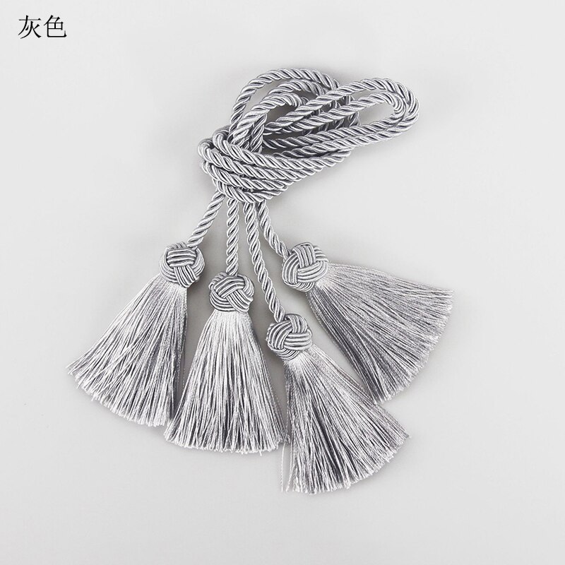 Accesorios de cortina con borlas para decoración del hogar, cuerda de soporte de hebilla de cortina, tejido hecho a mano, 1 par: Borgoña