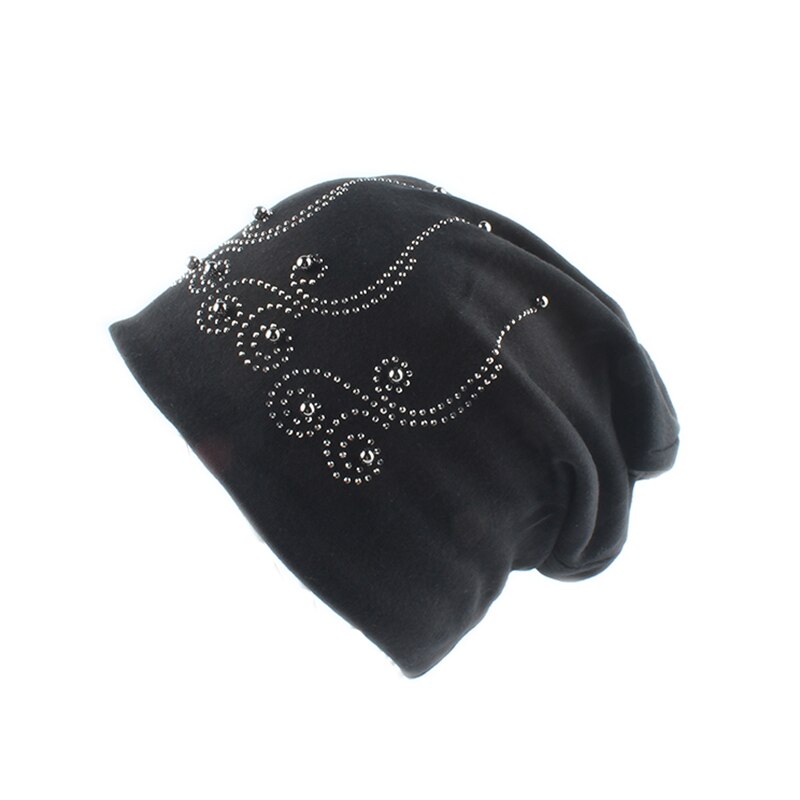 Parel wintermuts dames effen kleur strass skullies mutsen dames herfst mutsen zachte warme katoenen mutsen dames