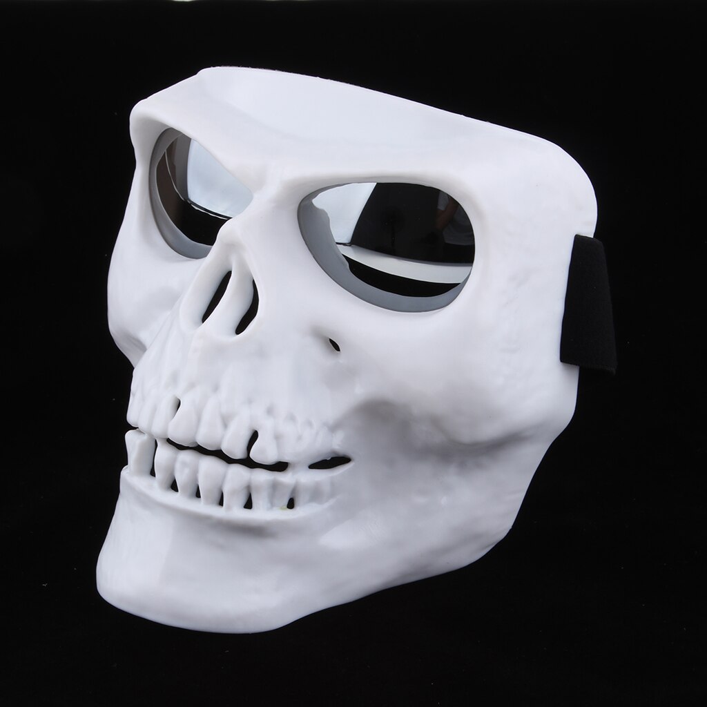 Motorbike Helmet Skull Monster Bones Demon Visor Full Face Mask Halloween: White Silver